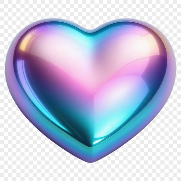 Large transparent love heart icon with clear background, suitable for sublimation printing and commercial use.
