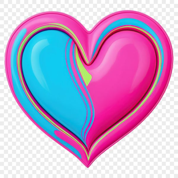 A transparent heart graphic with a clear background.