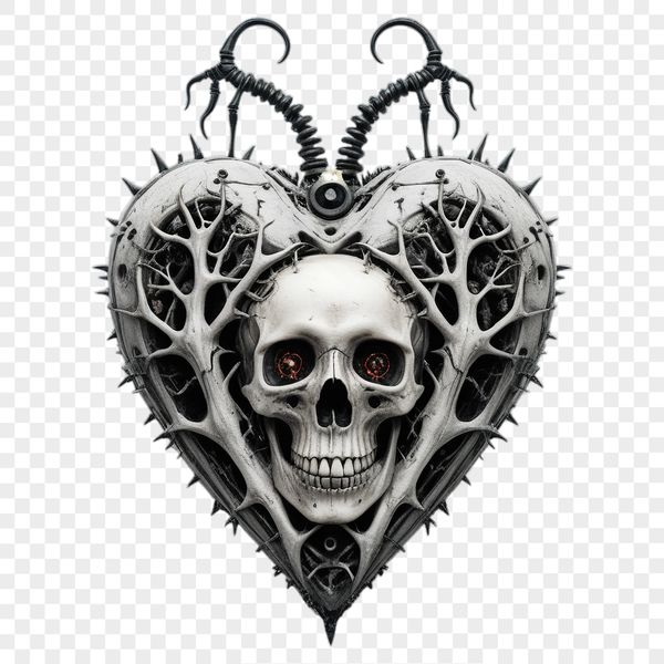 A transparent high-resolution PNG image of a stylized heart shape, suitable for creative projects.