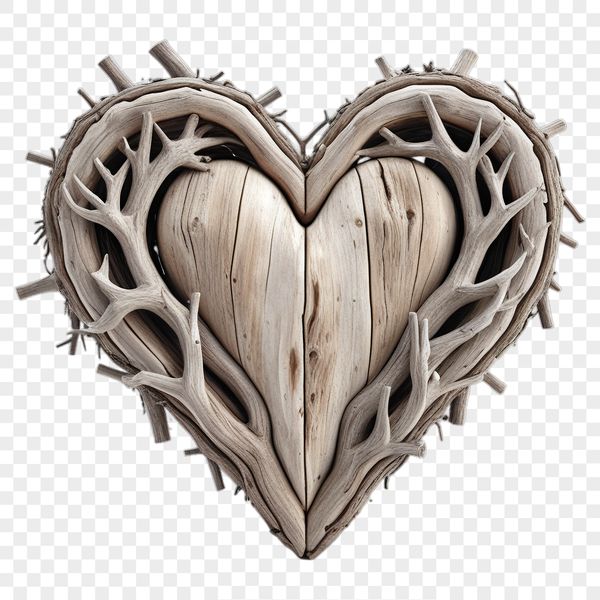 Stylized Transparent Heart Image A stylized, transparent PNG image of a heart icon with a clear background.