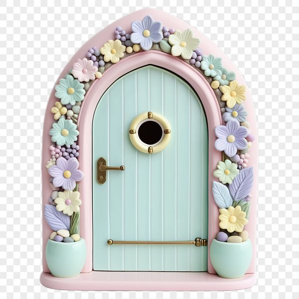A transparent fairy door with a clear background, suitable for sublimation printing or digital design applications.