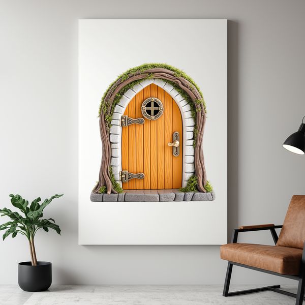 A small, transparent fairy door in a high-resolution PNG format, suitable for sublimation and commercial use.