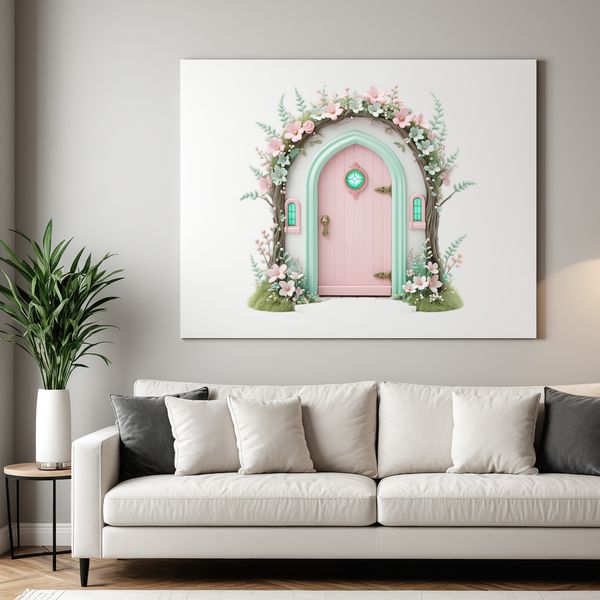 Enchanted Portal Illustration A high-resolution, clear-background illustration of a fairy door, ideal for sublimation printing or web design projects.