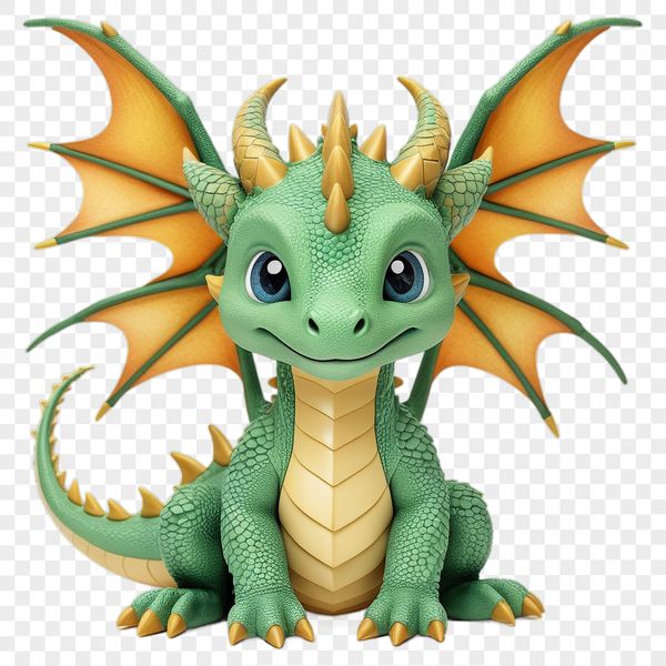 A mythical creature with scales, wings, and a long tail, suitable for sublimation printing.