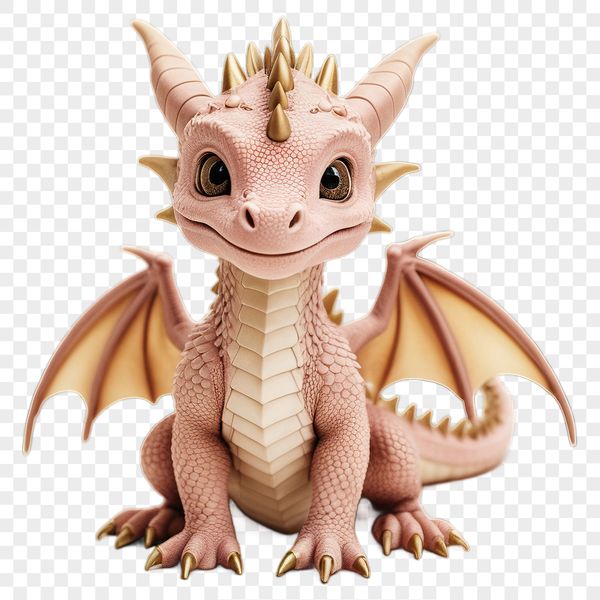 A high-resolution PNG image of a mythical creature, a large and detailed dragon with a clear transparent background.