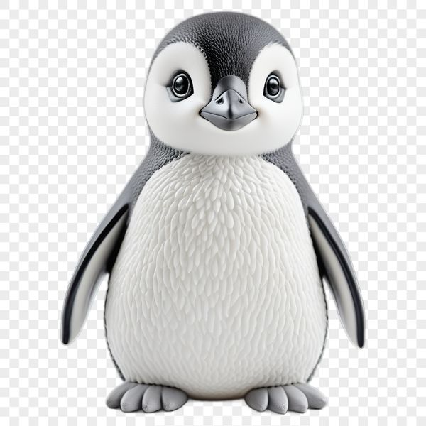 Baby Penguin Standing on Glacier A small penguin chick standing on the ice.