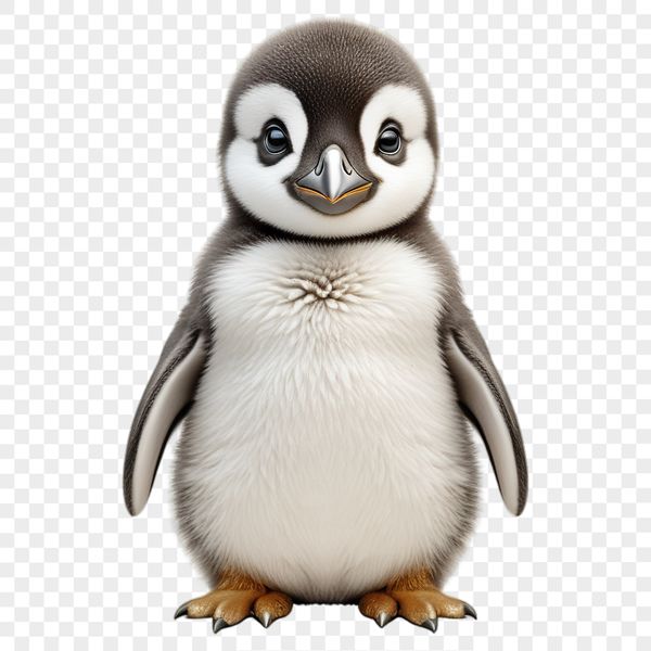 Cute Cartoon Penguin for Printing A clear and transparent high-resolution illustration of a cute baby penguin.