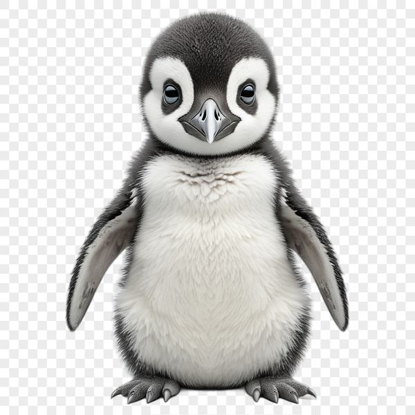 Baby Penguin Silhouette PNG Image A high-resolution transparent image of a cute baby penguin with a clear background.