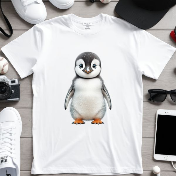 Cute Penguin Portrait on Transparent Background A cute and endearing baby penguin standing on a clear background.