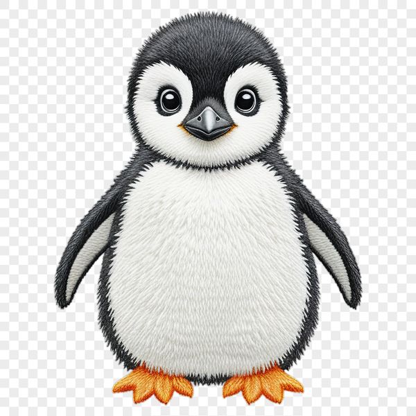 Penguin Bird Standing on a Rocky Outcrop A cute, black-and-white penguin chick standing on a rock.