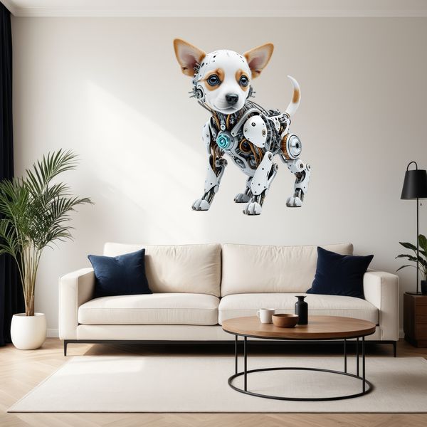 Robotic Puppy Illustration A large, clear background PNG file featuring an adorable robotic dog illustration.
