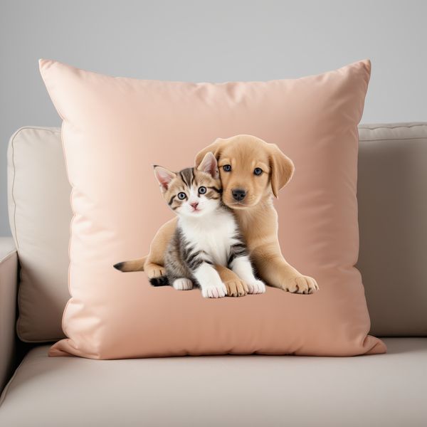 Adorable Mutt Kitten Sitting Pretty A cute puppy kitten hybrid sitting on a table with a clear background.