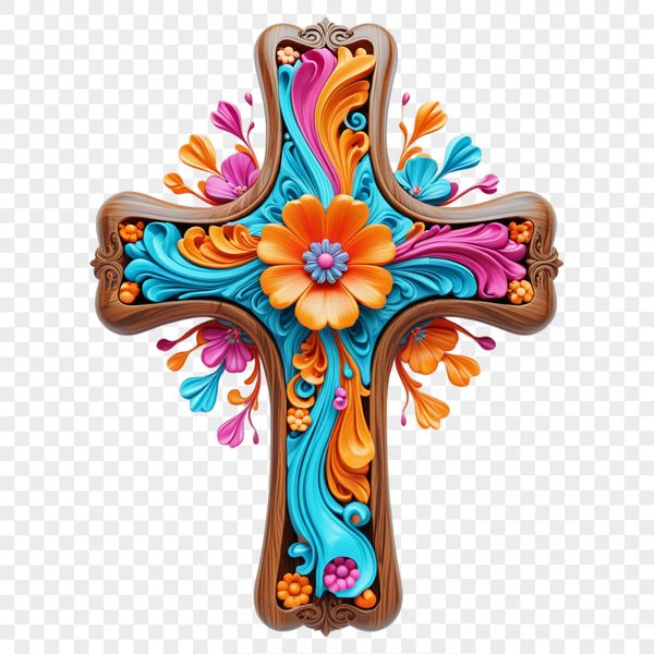 High-Resolution Cross Illustration A simple, high-resolution illustration of a Crucifix with a clear background, suitable for commercial or personal use.