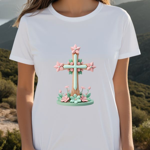 High Resolution Christian Symbol A high resolution transparent PNG image of a cross with floral accents, suitable for commercial or personal use.