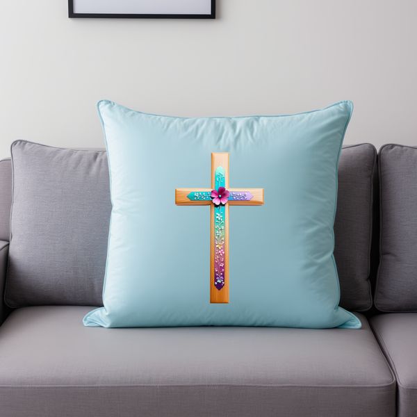 Sacred Cross Design An illustration of a cross with intricate details in a single-layer PNG format.