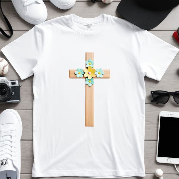 Beautiful Christian Symbol with Floral Details A transparent PNG image of a Christian crucifix with floral details.
