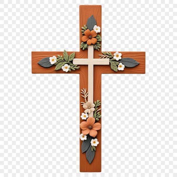 A high-resolution transparent PNG image of a simple cross with a clear background.