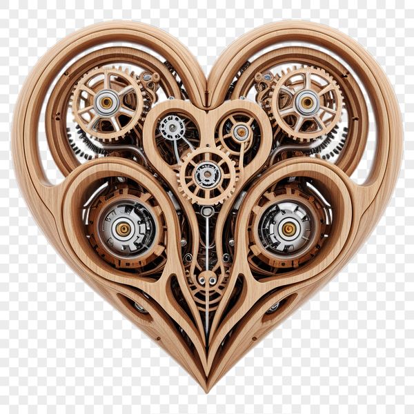 A transparent PNG image of a stylized heart shape suitable for commercial or personal use.