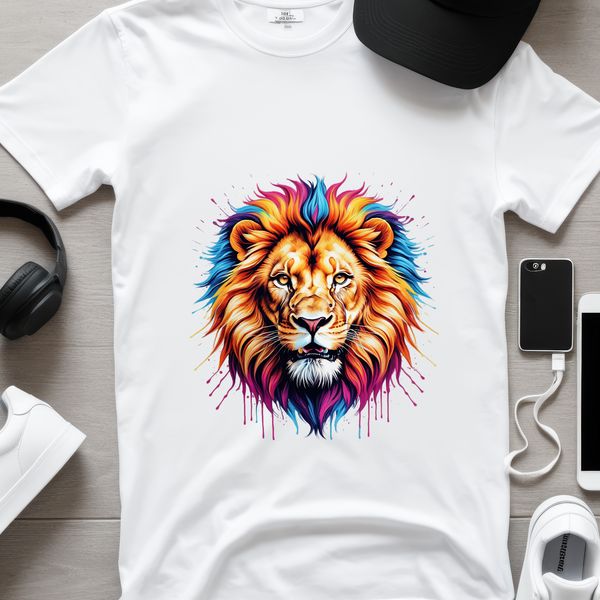 Majestic Lion Portrait in Transparent Background A large, realistic portrait of a lion in a clear background.