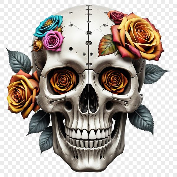 Grateful Dead Skull Art A transparent PNG image of a skull with a clear background, suitable for commercial use in various digital designs.
