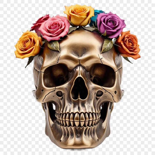 A transparent skull icon with a clear background, suitable for commercial and personal use.