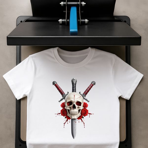 Elegant Black and White Skull Design High resolution PNG illustration of a skull in black and white color scheme.