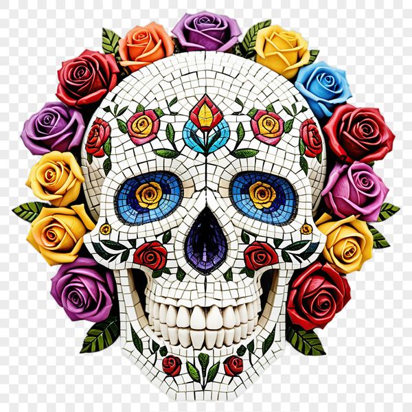 A transparent PNG skull with a clear background, ideal for high-resolution printing or digital designs.