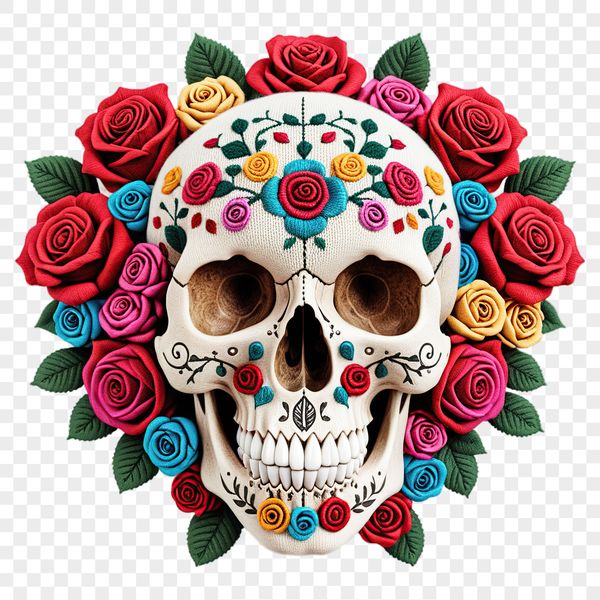 A large, transparent skull illustration with clear background, ideal for DIY projects like stickers, invitations, or signs.