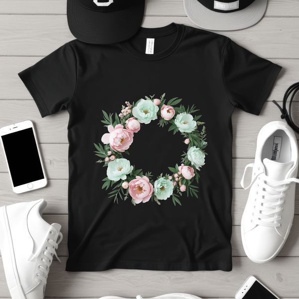 Colorful Wreath Design for Printing A floral wreath made from a variety of flowers with clear background.