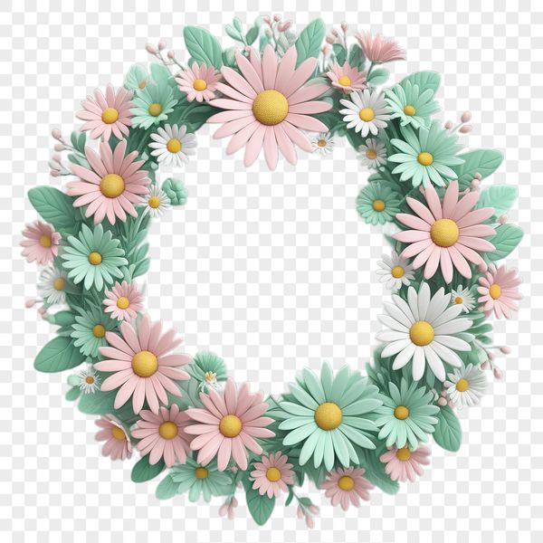 A high-resolution floral wreath with clear background, ideal for commercial use.