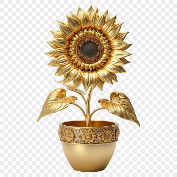 Close-up of a bright yellow sunflower in a flower pot, ideal for digital art and design projects.