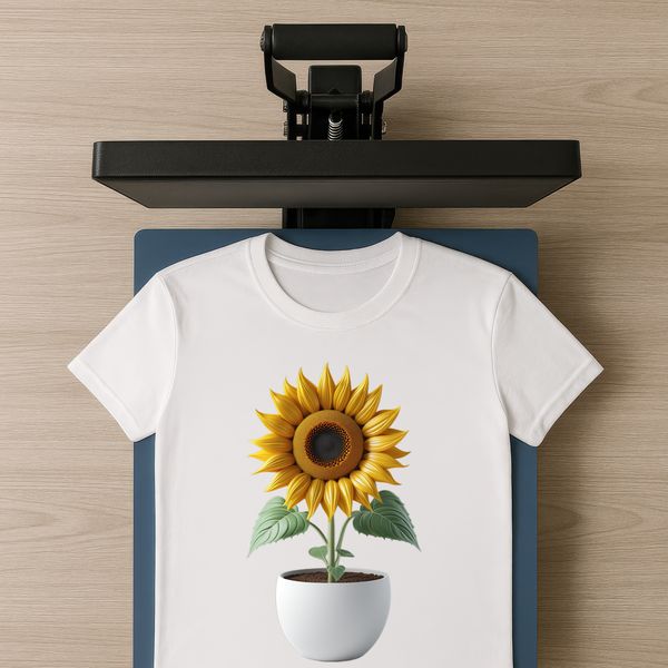Vibrant Sunflower Blooms in a Large Pot A high-resolution image of a large sunflower in a pot, suitable for commercial or personal use.