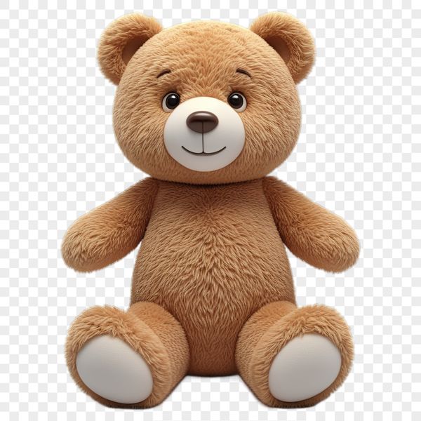Cuddly Transparent Teddy Bear Illustration A high-resolution transparent teddy bear with a clear background, suitable for commercial or personal use in designs.