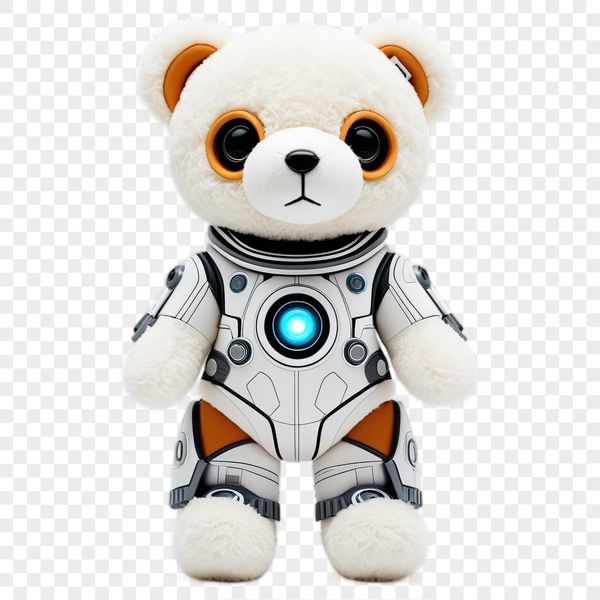 A high-resolution transparent teddy bear graphic in a clear background.