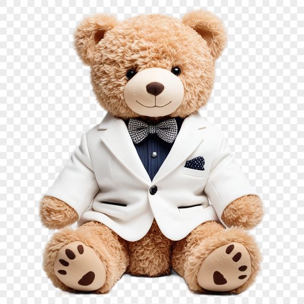 A high-resolution transparent PNG image of a cuddly teddy bear suitable for commercial use.