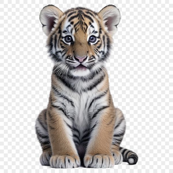 Majestic Tiger Portrait in Clear Background PNG A large, high-resolution image of a tiger in a transparent PNG format.