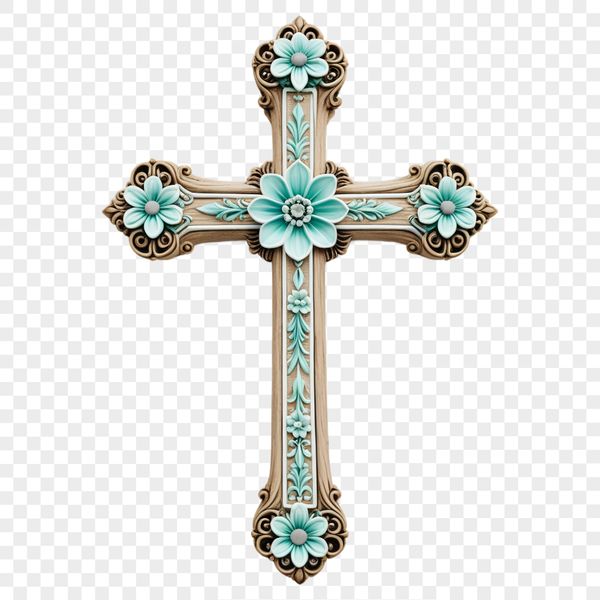 Transparent Religious Cross Symbol PNG A free downloadable transparent PNG file featuring a detailed cross symbol commonly used in religious designs.