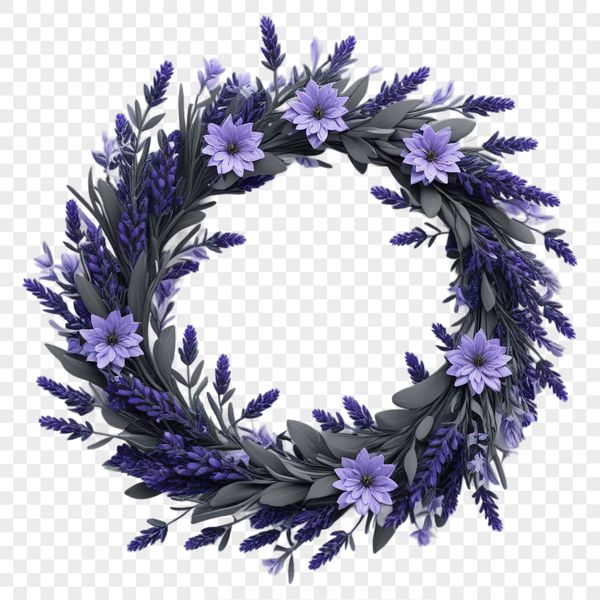 A high-resolution floral wreath with clear background, ideal for commercial or personal use in designs and prints.