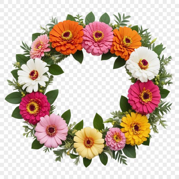 A high-resolution floral wreath design with transparent background, ideal for sublimation and commercial use.