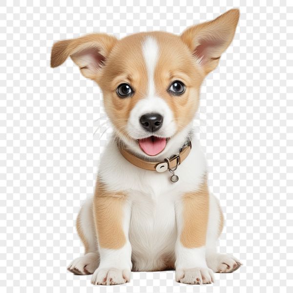 Free commercial use PNG clipart illustration of a happy young dog.