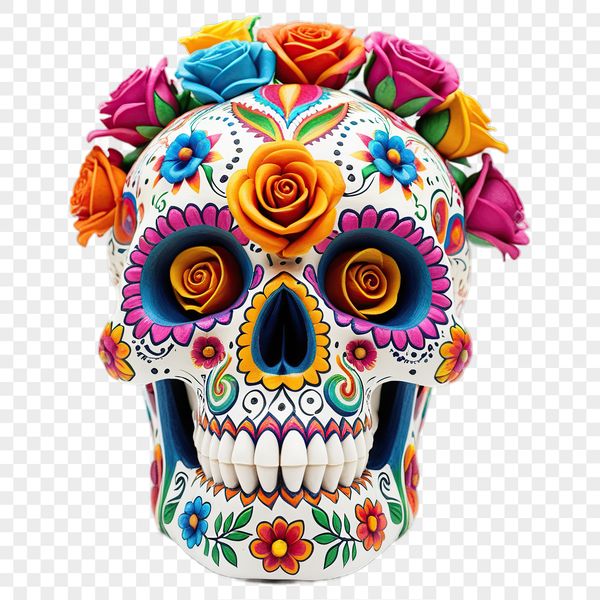 A detailed transparent skull image on a clear background, suitable for commercial and personal use.