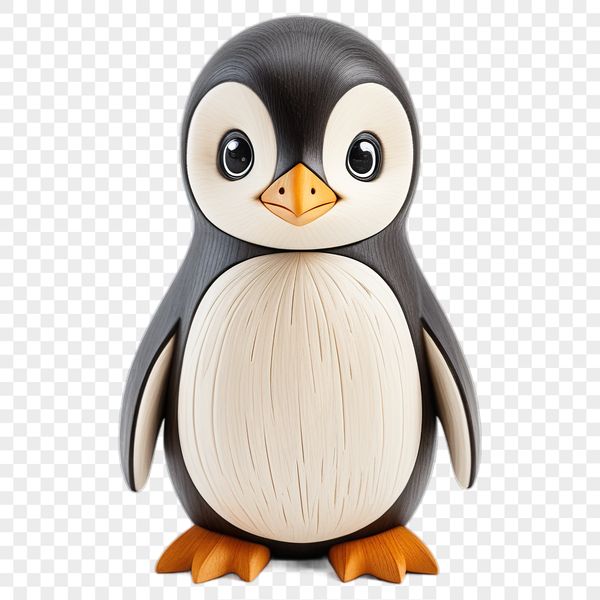 Fluffy Baby Bird Standing Alone A small, fluffy penguin chick standing on the ice with a clear background.