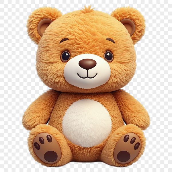 Cuddly Teddy Bear Icon A transparent PNG image of a teddy bear suitable for various creative projects such as printing, web design, or crafting.