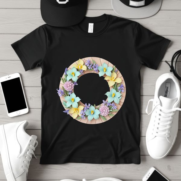 Floral Wreath Template for Sublimation Printing A high-resolution floral wreath with clear background, suitable for sublimation printing or digital editing in Procreate.