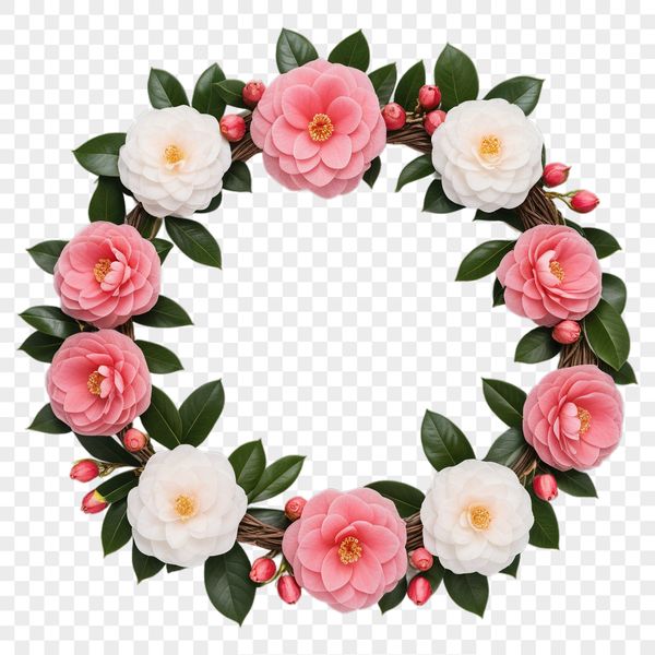 A floral wreath design in high resolution PNG format, suitable for commercial or personal use with clear background.