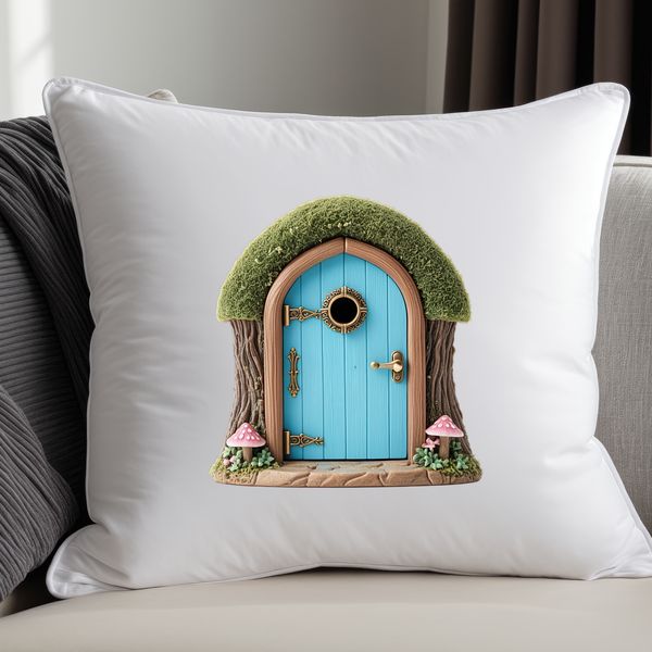 Enchanted Fairy Door Illustration A whimsical illustration of a fairy door with a clear background, designed for high-resolution printing or digital use.