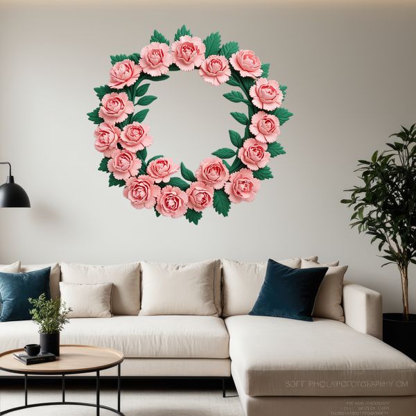 High-Resolution Rose Garland Image A high-resolution transparent PNG floral wreath composed of a mixture of roses and greenery elements.