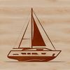 Vector Boat Outline A detailed outline of a sailboat with a simple design, suitable for vector art and cutting machine projects.