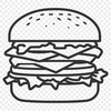 Colorful Hamburger Design A stylized illustration of a hamburger sandwich with cheese and condiments.
