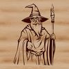 Magical Figure in a Whimsical Setting Illustrated fantasy character, a wizard, in an open setting.